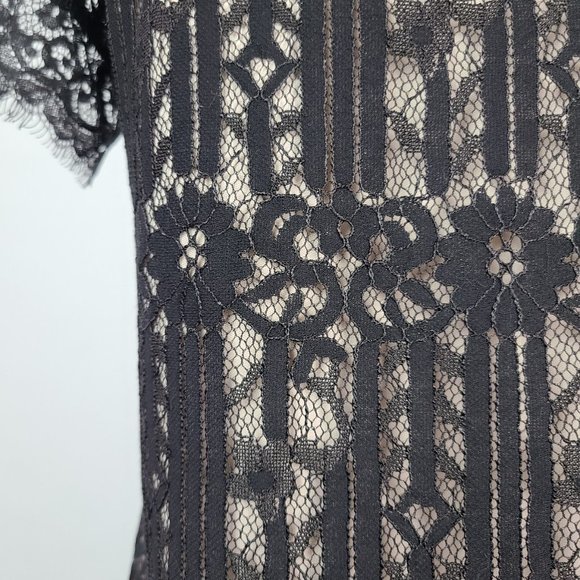 DEX Nude Black Lace Short Sleeve Top Size M - Picture 8 of 14